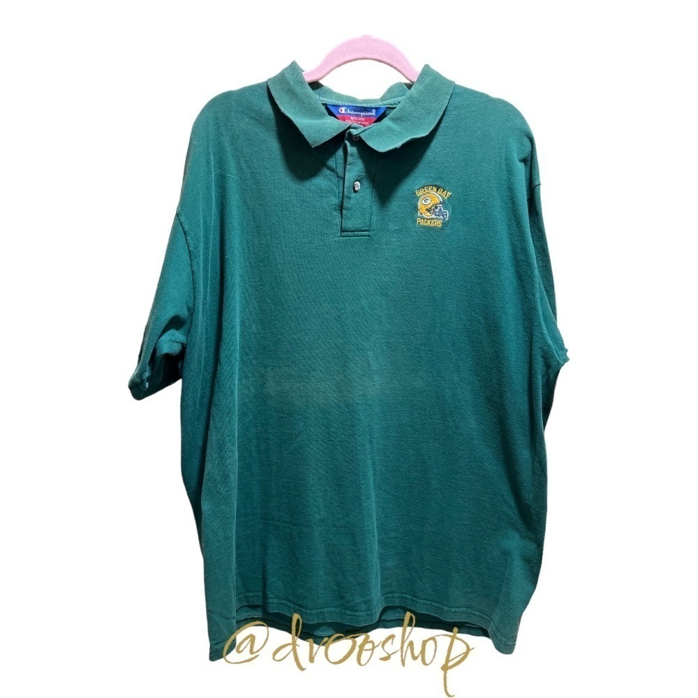 Vintage Men’s L/XL Champion Green Bay Packers Polo Shirt Green JIT8